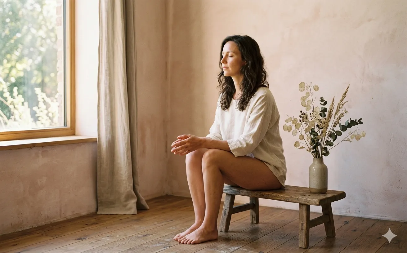 Woman in calm meditative repose — the art of stillness