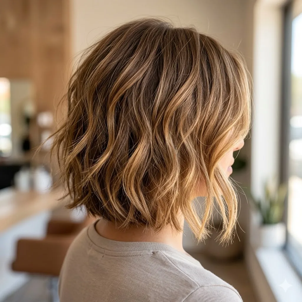 Modern textured bob with movement and layers