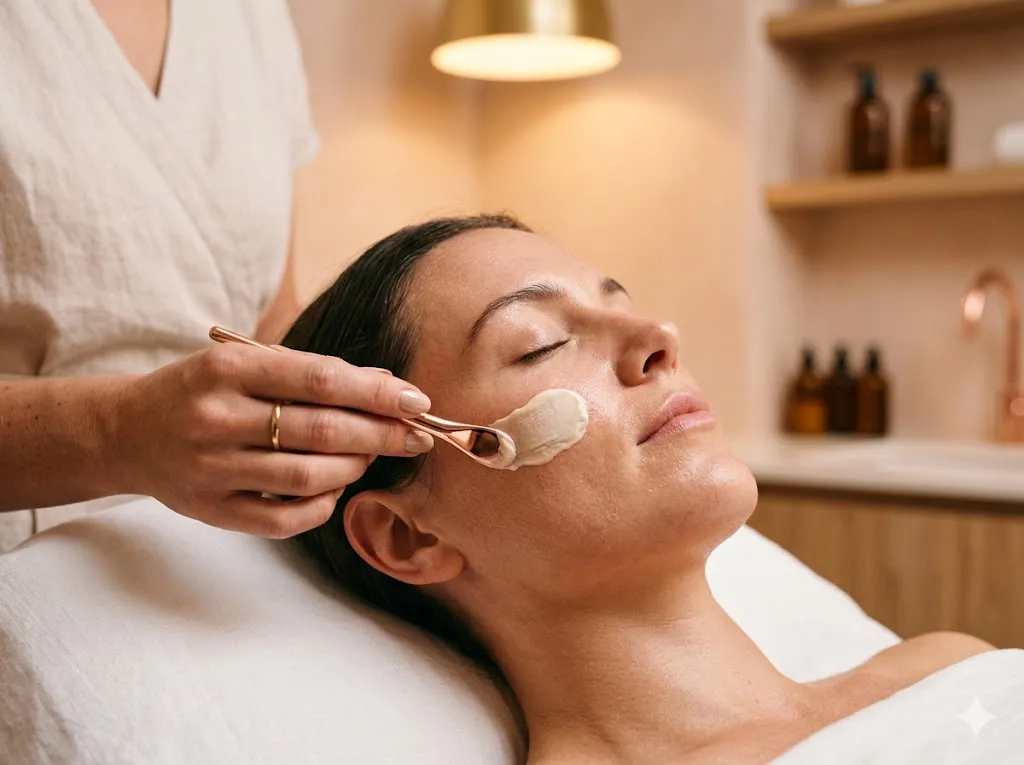 Close-up of luxury facial treatment